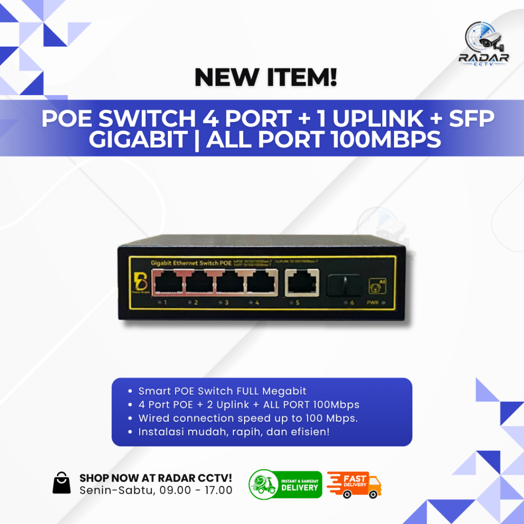 (NEW)Smart POE Switch FULL Gigabit 4 Port POE + Uplink + SFP 1000Mbps / Switch POE 4Port Gigabit Pow