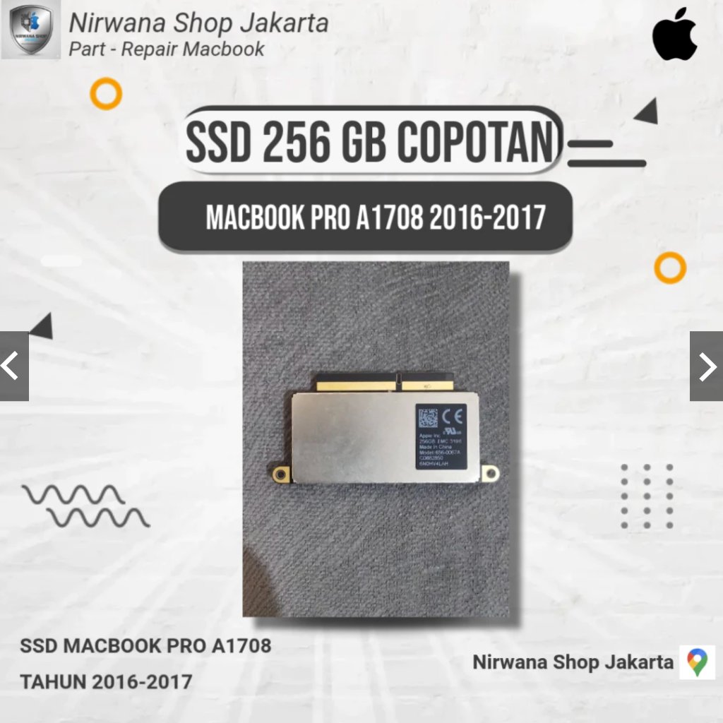 SSD Macbook Pro 256 Gb A1708 Tahun 2016-2017