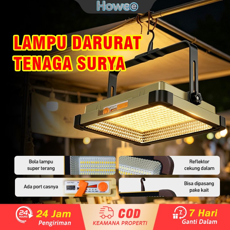 HOWEE Lampu Darurat Tenaga Surya 4000W Portable Lampu Emergency Solar Panel Tahan Air IP66 Bisa Cas 
