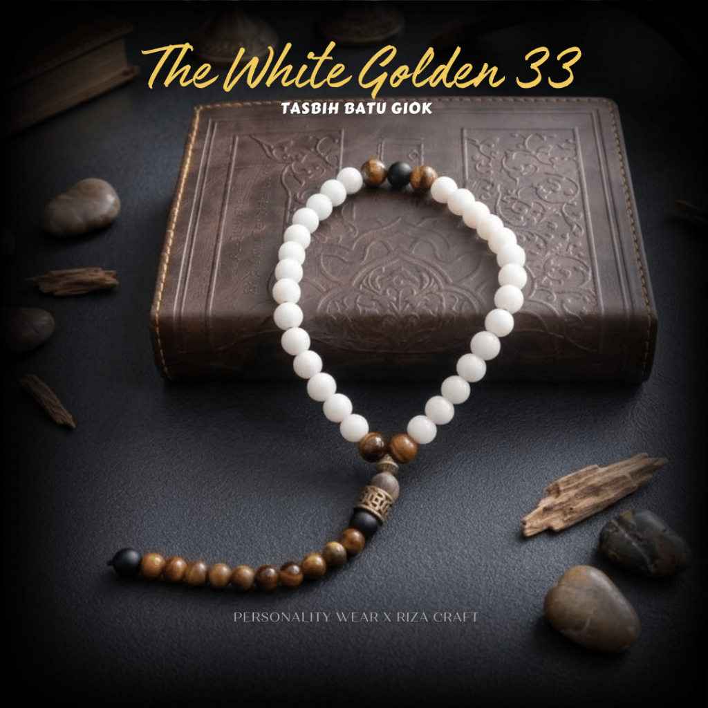 Tasbih Batu Alam Asli Giok Putih Original