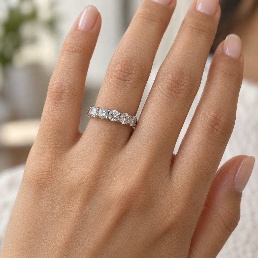 YOBEL_JEWELLERY - CINCIN WANITA LIMA BATU ZIRKONIA SILVER [42000533]
