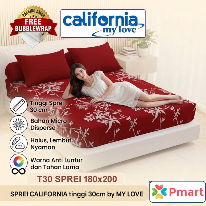 SPREI CALIFORNIA 180x200 TINGGI 30 / SPREI CALIFORNIA KING