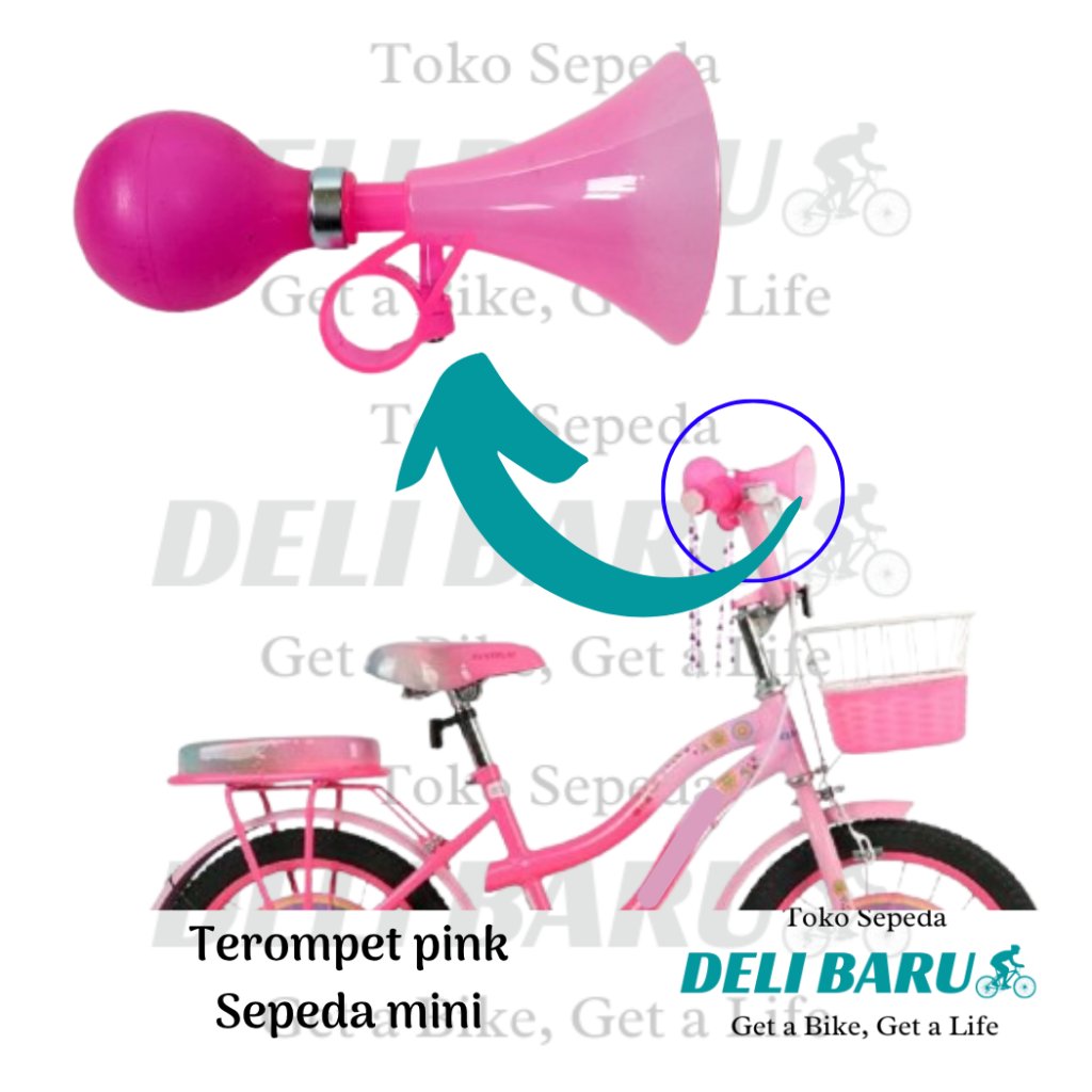Delibaru Terompet plastik sepeda anak klakson bel kokek warna pink sepeda mini