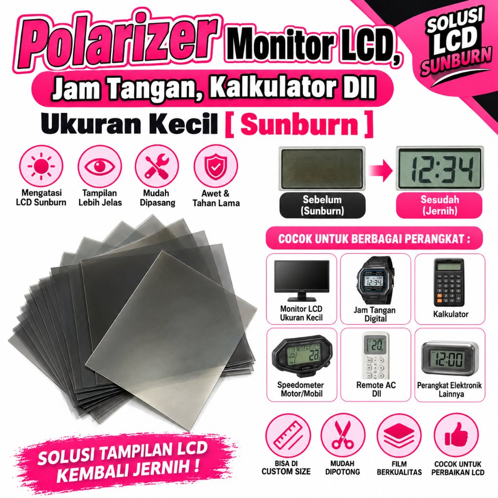 Polarizer Monitor LCD,Jam Tangan,Kalkulator Dll Negative Display