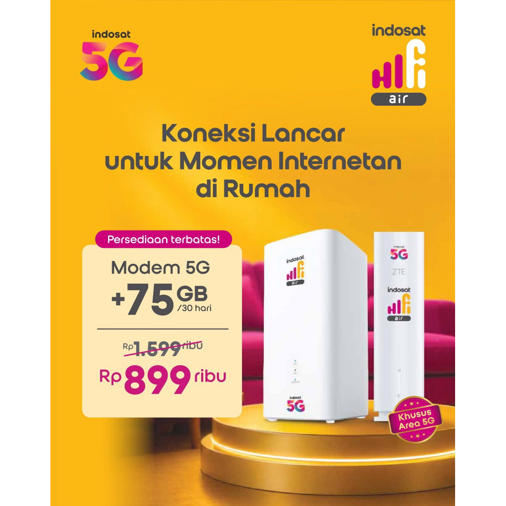Indosat HiFi Air Huawei 5G 75GB Wi-Fi 6 Modem