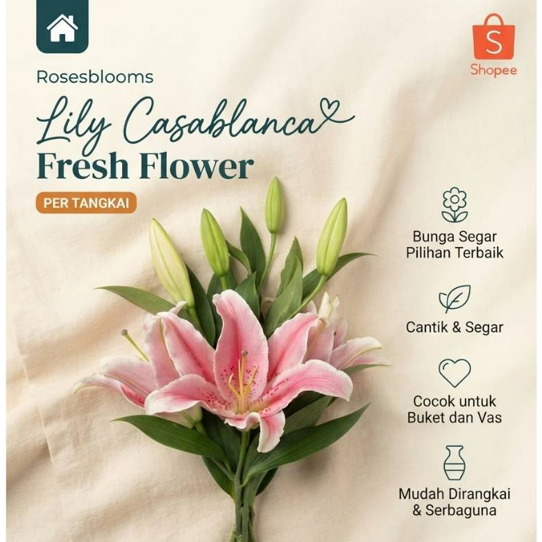Bunga Lily Casablanca Fresh Flower Bunga Potong Per Tangkai