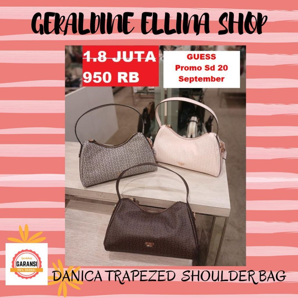 Tas selempang bahu wanita guess shoulder bag original seri LITTLE BAY RAFFIA