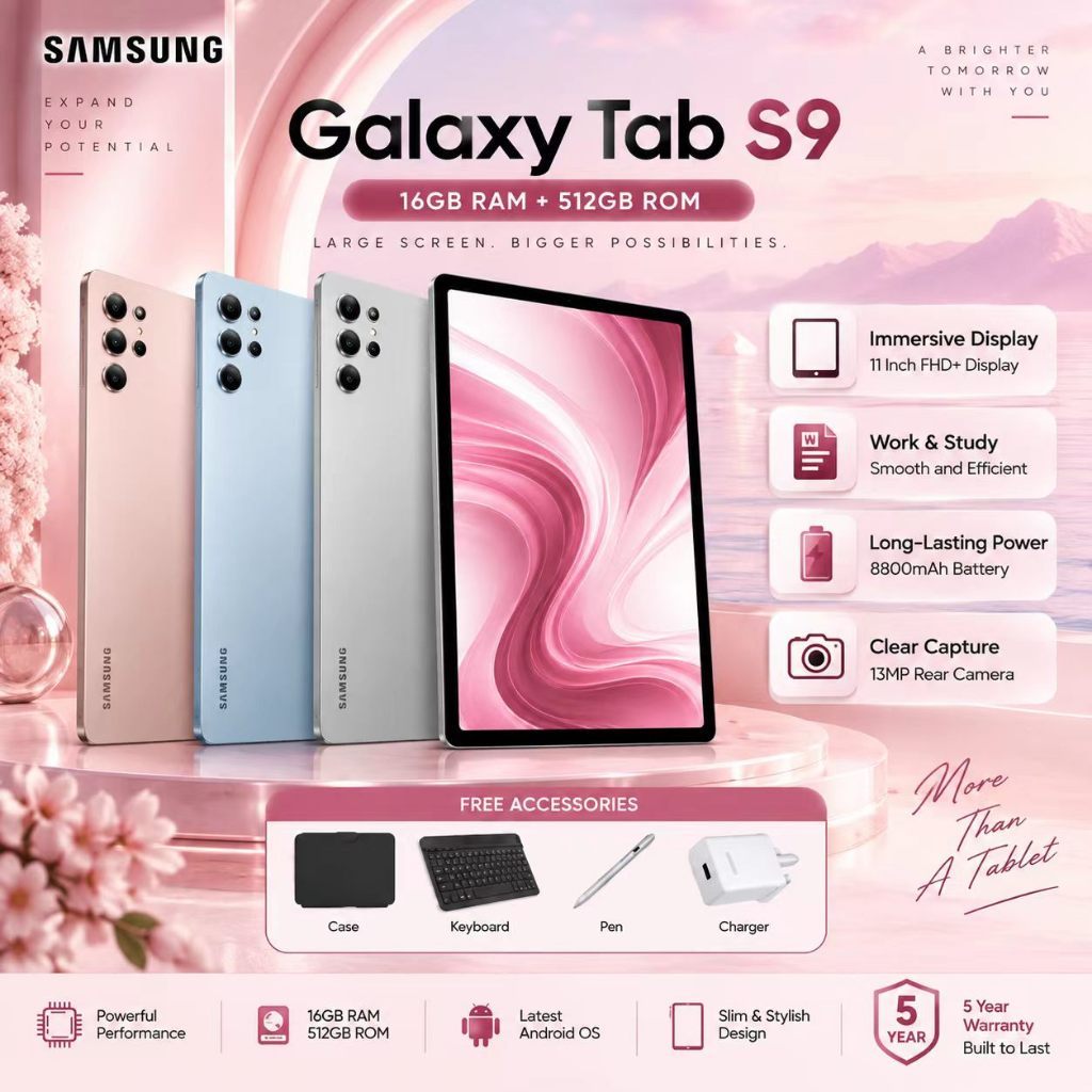 Samsung Galaxy Tab S9 11 Inch Android Tablet 16GB+512GB 5G 4G LTE Dual SIM