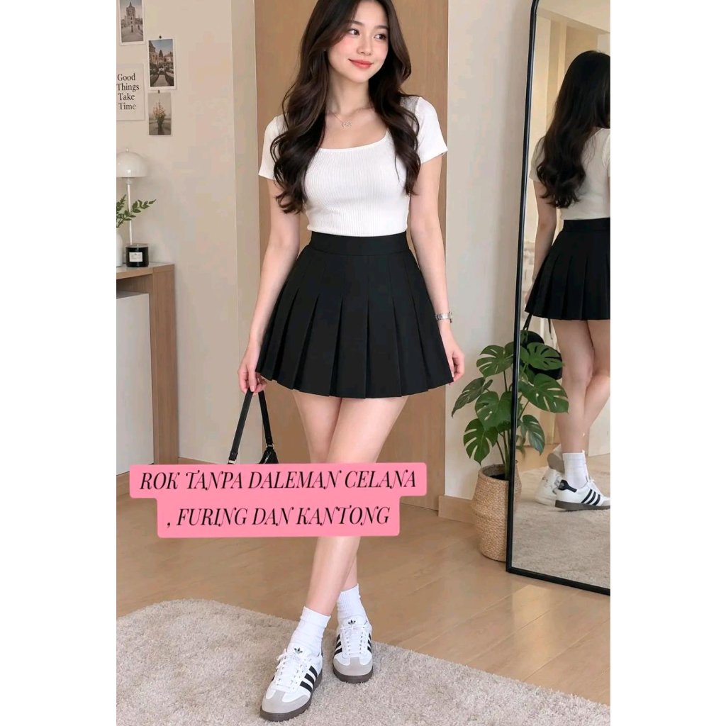 Rok korean  style polos Fashion Wanita Korea Mini Skirt