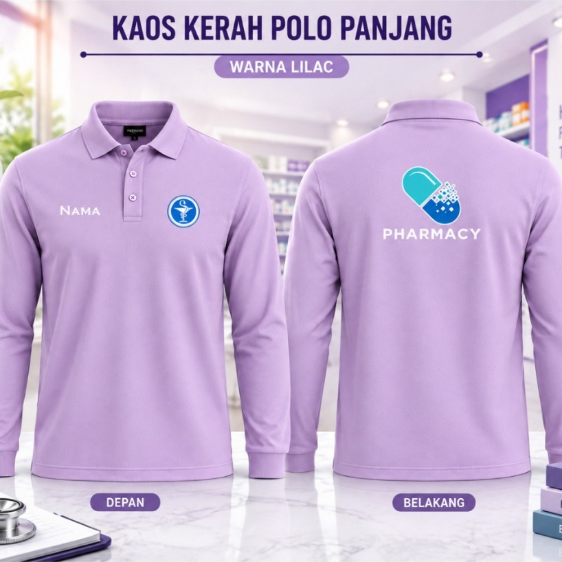 Poloshirt/Kaos Kerah Pharmacy New Design Lengan Panjang dan Pendek Free Nama