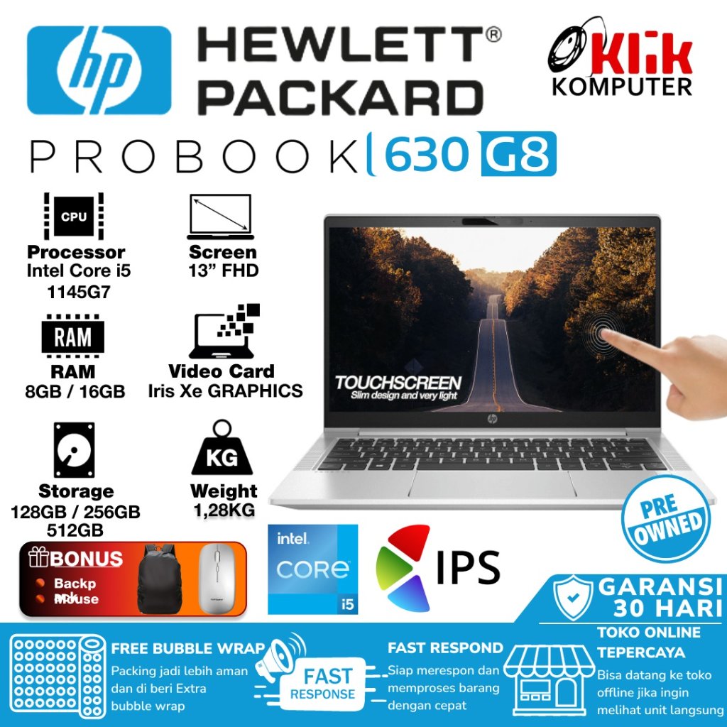 Laptop HP PROBOOK 630 G8 i5 gen 11 RAM 16 GB SSD 256 GB / 512 GB ULTRABOOK Slim Design touch