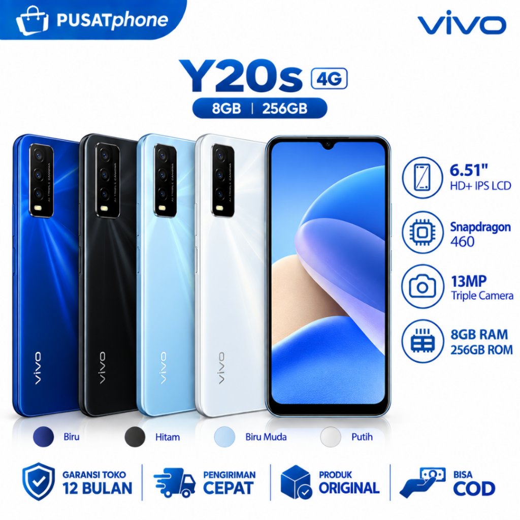 HP VIVO Y20S 4G LTE RAM 8/256GB SMARTPHONE ANDROID FULLSET BERGARANSI