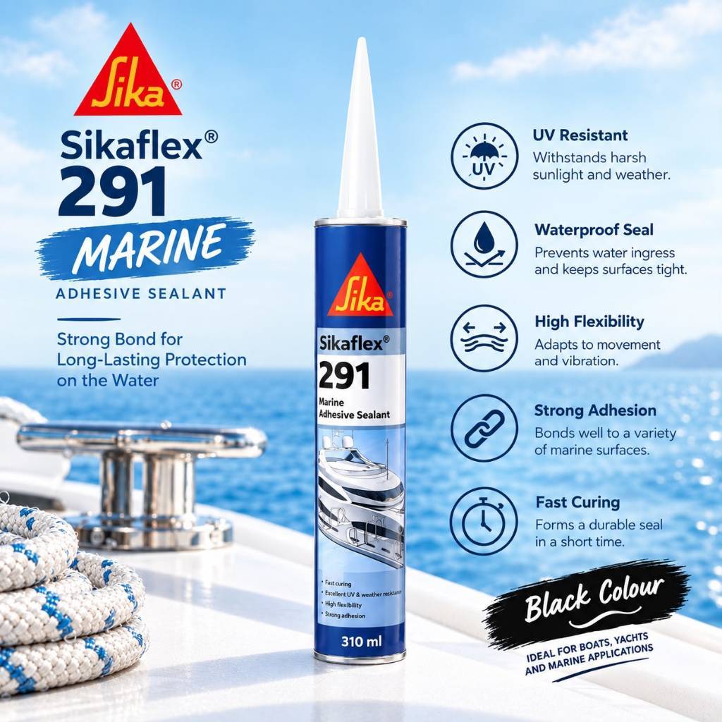 Sikaflex 291 Marine Adhesive Sealant Black / Hitam 310ml