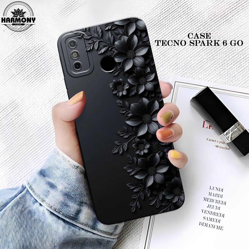 Case Tecno Spark 6 Go Terbaru- Fashion Case Bunga - Softcase Tecno Spark 6 Go - Silikon Pro Camera -