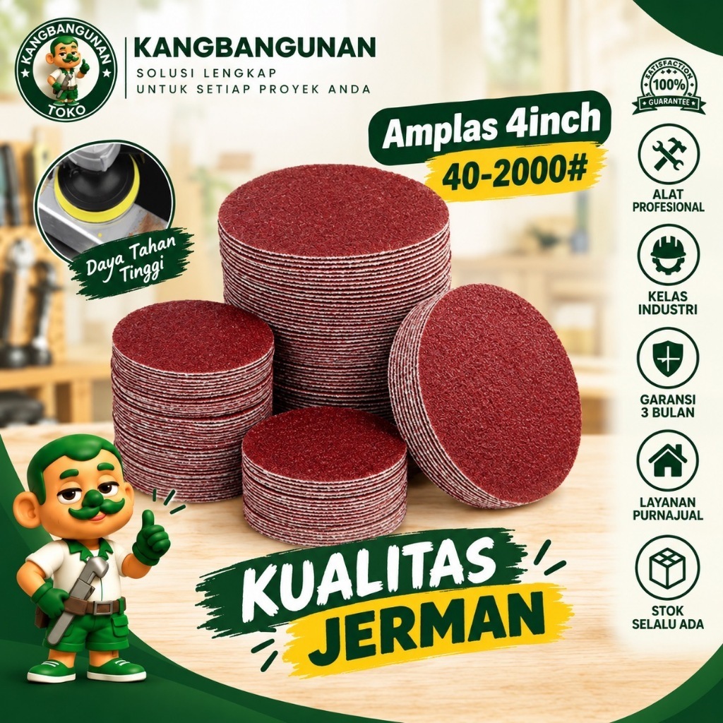 Amplas bulat Velcro 4 Inch Grit Grid Amplas Bulat Velcro Ukuran 4 Inch Grit Ukuran 40, 60, 80, 100, 