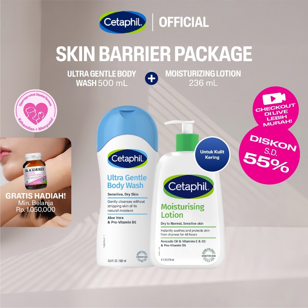 Cetaphil Ultra Gentle Body Wash 500ml + Moisturizing Lotion 236ml