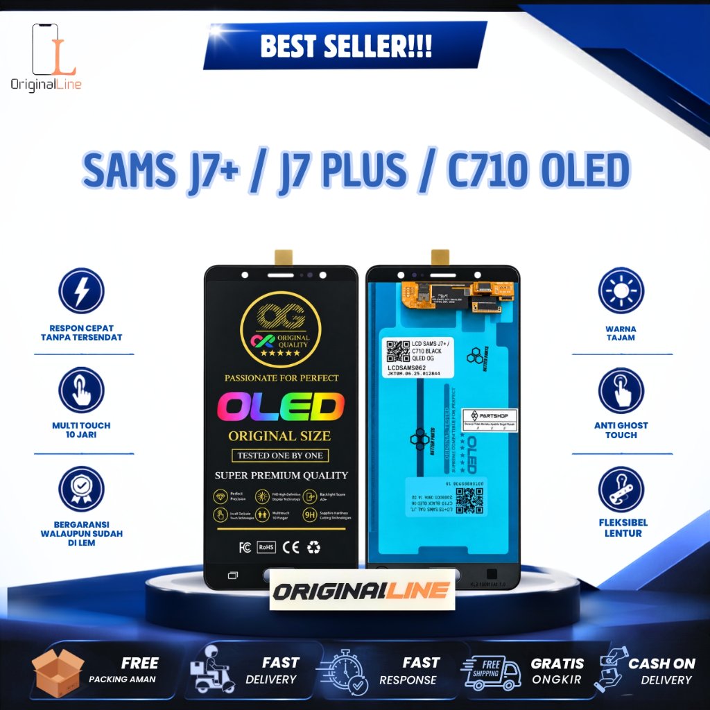 LCD + TS KOMPATIBEL UNTUK SAMSUNG j7+ / J7 PLUS / C710 OLED BIG GLASS