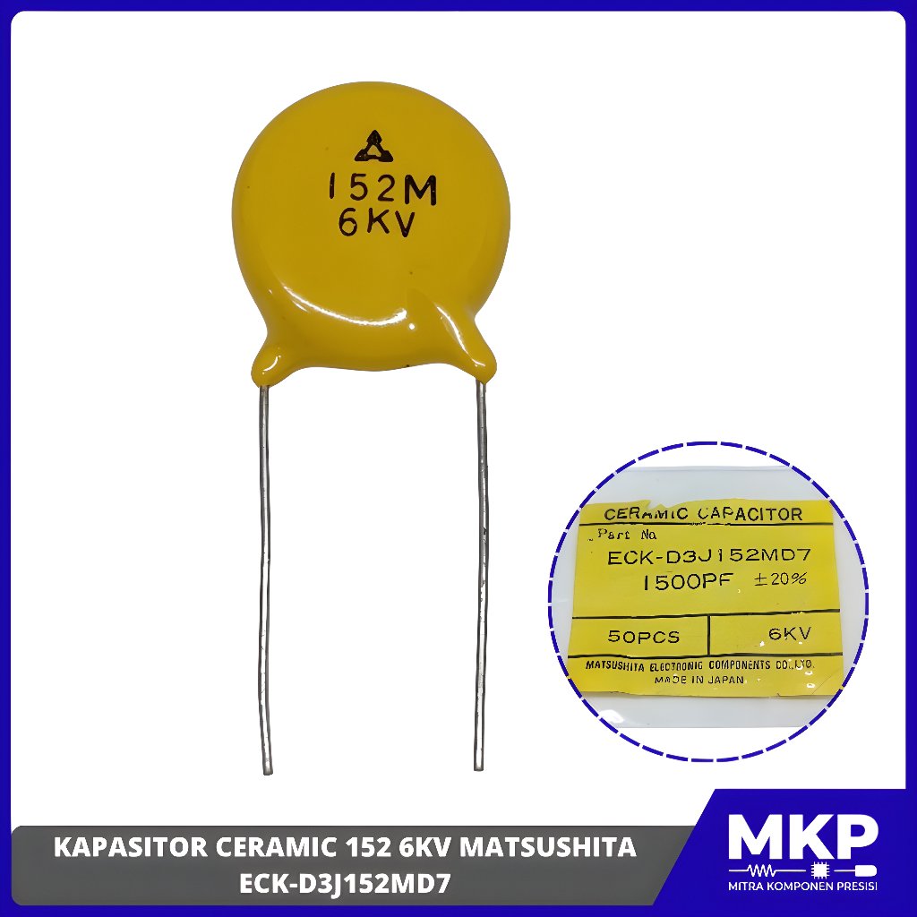 MATSUSHITA 1500PF 6000V KERAMIK KAPASITOR ECK-D3J152MD7 152M 6KV DIAMETER 20MM TEBAL 5MM JAPAN ORIGI