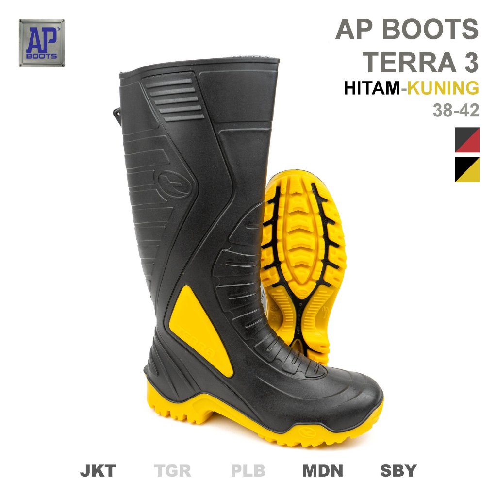 AP Boots AP TERRA 3 HITAM KUNING - Sepatu boots PVC