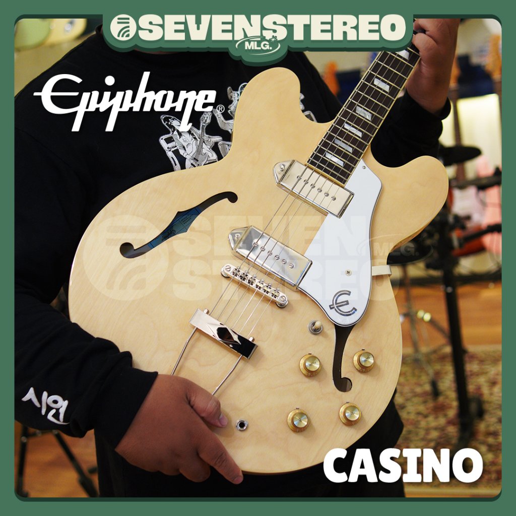 Epiphone Original Casino Hollowbody Electric Guitar in Natural W/Gigbag – P90 PRO Hollow body Natura