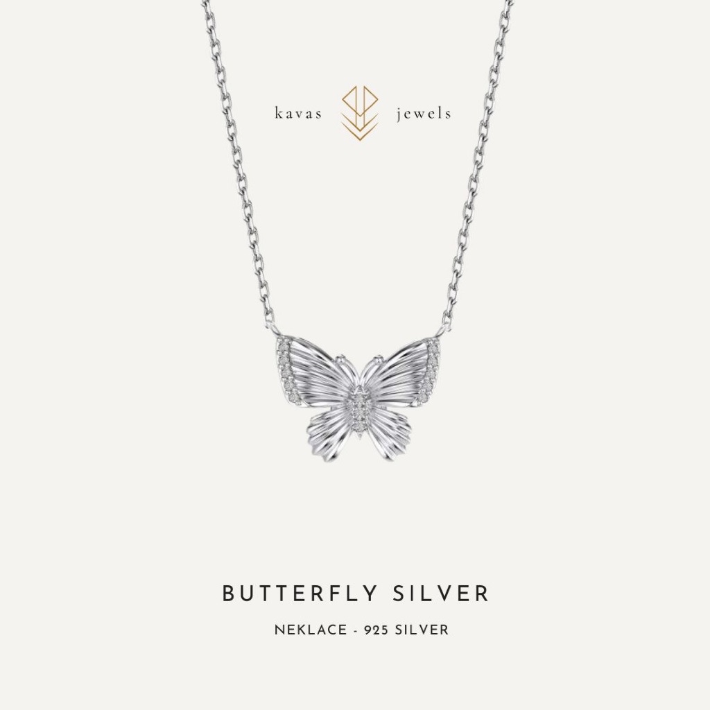 Kavas Jewels - Butterfly Necklace Kalung Kupu-Kupu 925 Sterling Silver Anti Karat Perak