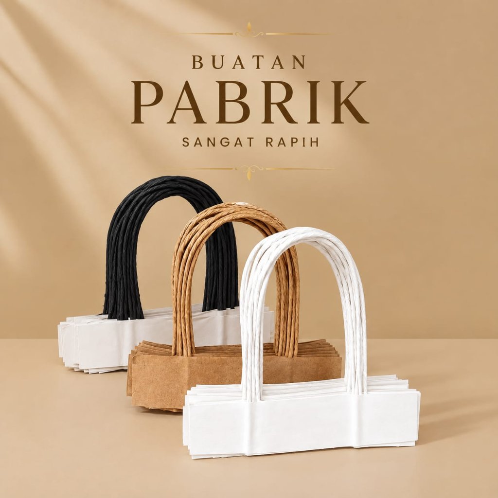 Tali Paper Bag PLINTIR Kertas ( 200 pasang ) / Handle Paperbag TWISTED Craft / Tali tempel paper bag