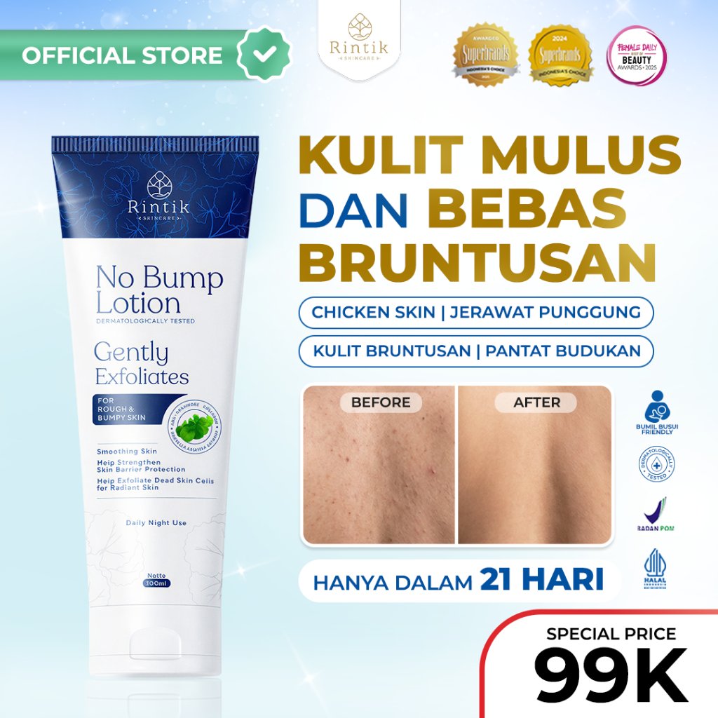Rintik Skincare No Bump Lotion 100ml - Bantu Hilangkan Kulit Bruntusan, Chicken Skin, Jerawat Punggu