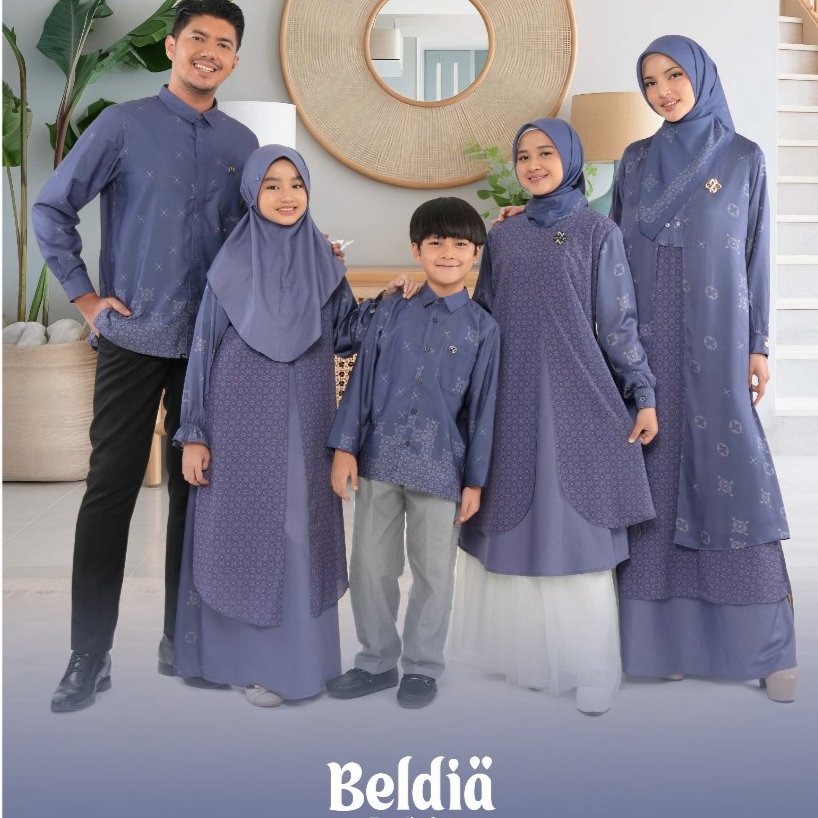 NIBRAS SARIMBIT BELDIA DEEP BLUE SERAGAM COUPLE LEBARAN KELUARGA DIARAYYAKU BY NBRS NIBRAS SARIMBIT 