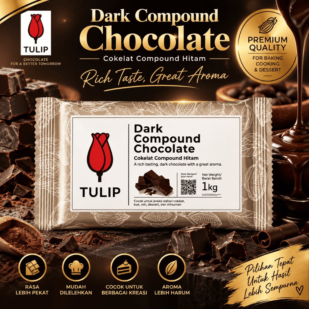 Tulip Dark Compound / Dark Compound Tulip / Coklat Blok Tulip - 1 Kg