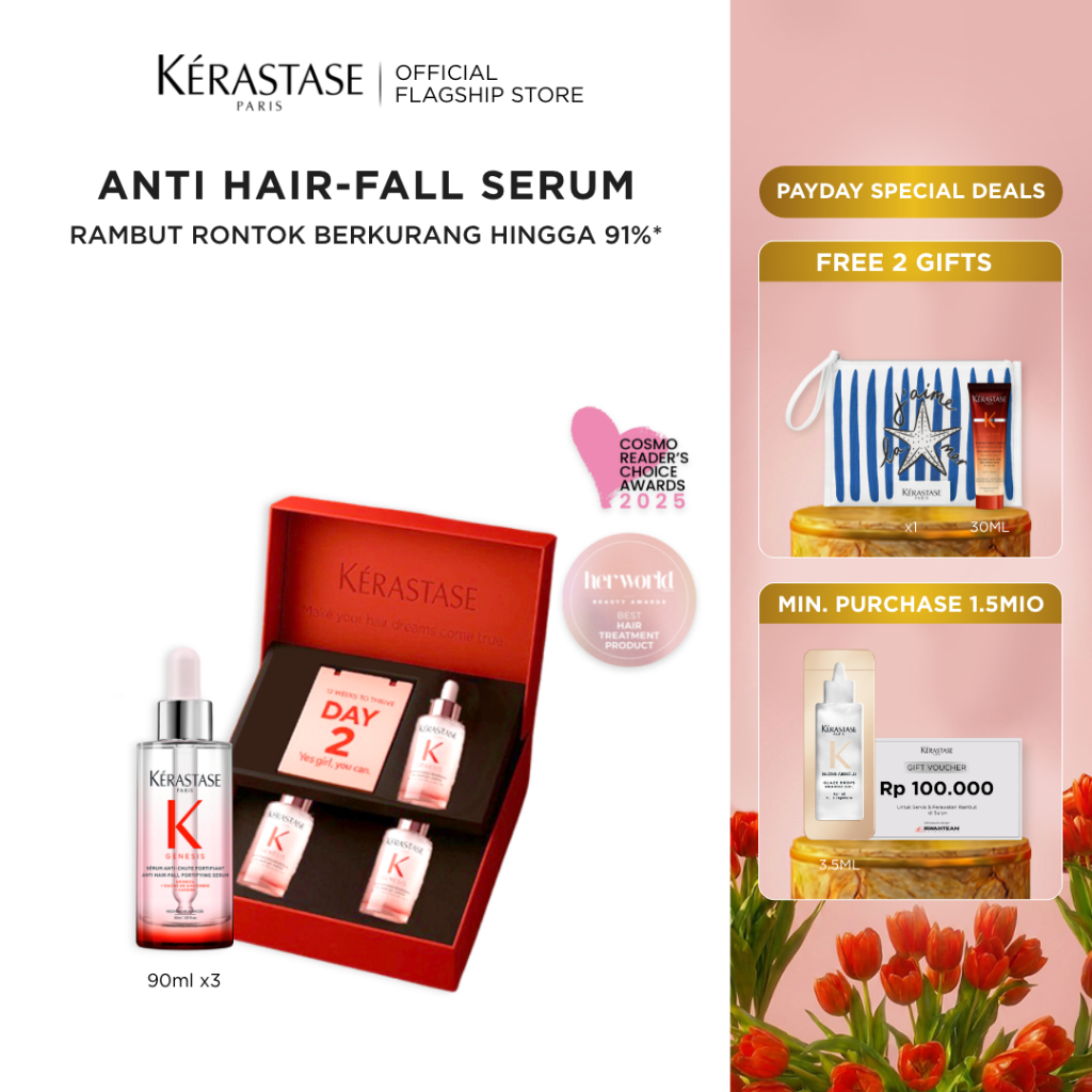 [NO MORE HAIRFALL] Kerastase Exclusive Bundle 3x Genesis Serum 90ml - Serum untuk Rambut Rontok & Pa