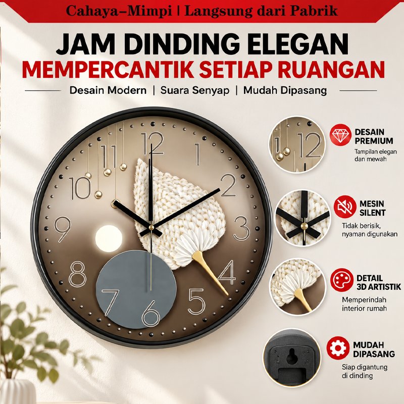Jam dinding besar 30 cm / Jam dinding estetik / Jam dinding / Jam dinding minimalis