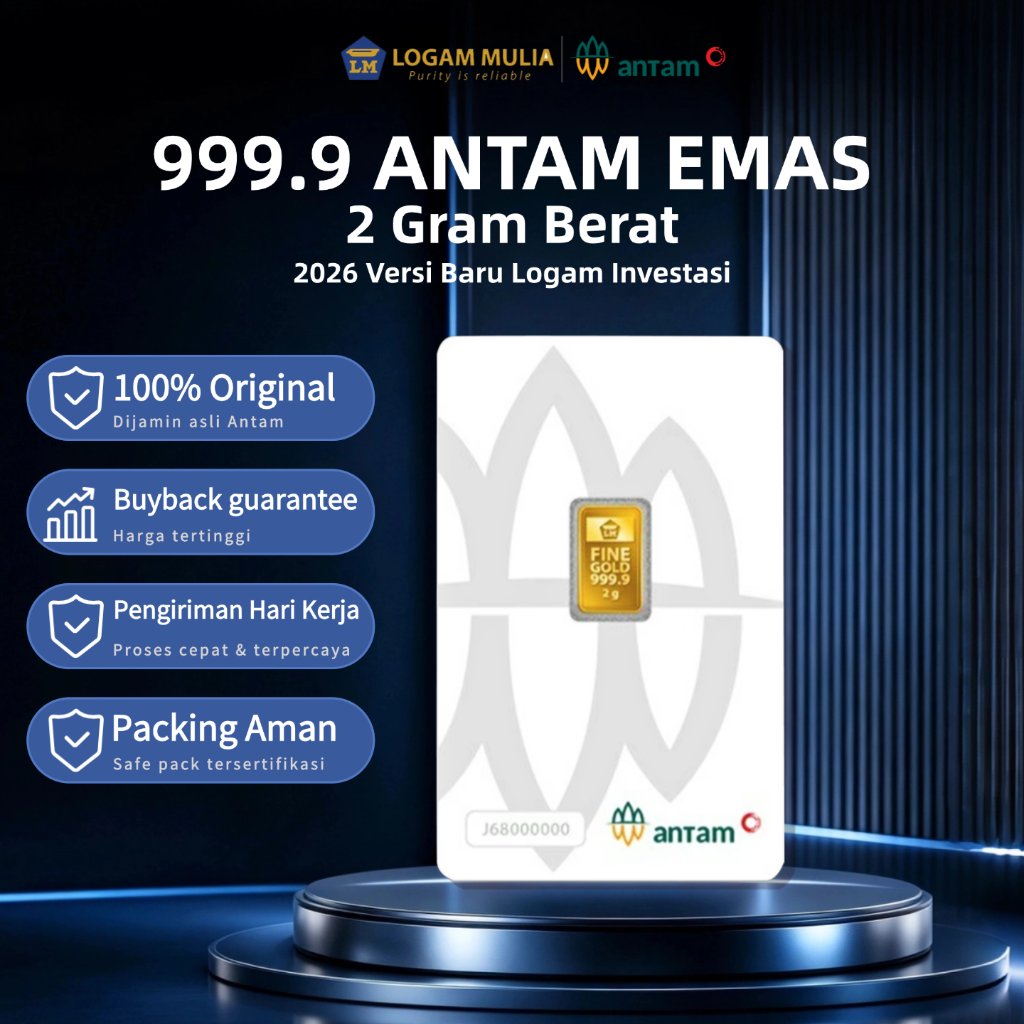 Antam Logam Mulia Certicard Emas Batangan 2 Gram, LM Antam