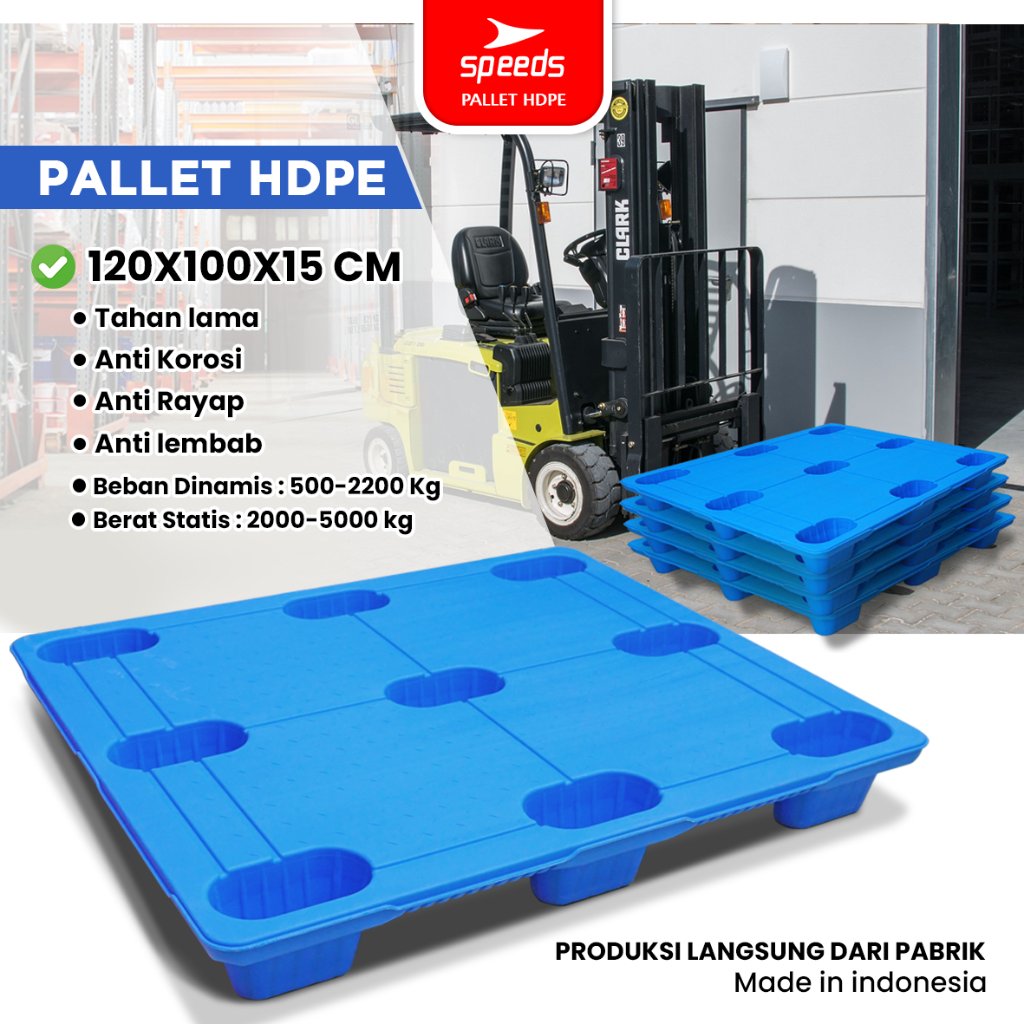 SPEEDS Pallet Plastik Heavy Duty Palet Plastik HDPE 10Kg 120x100x15cm Pallet Gudang Pallet Logistik