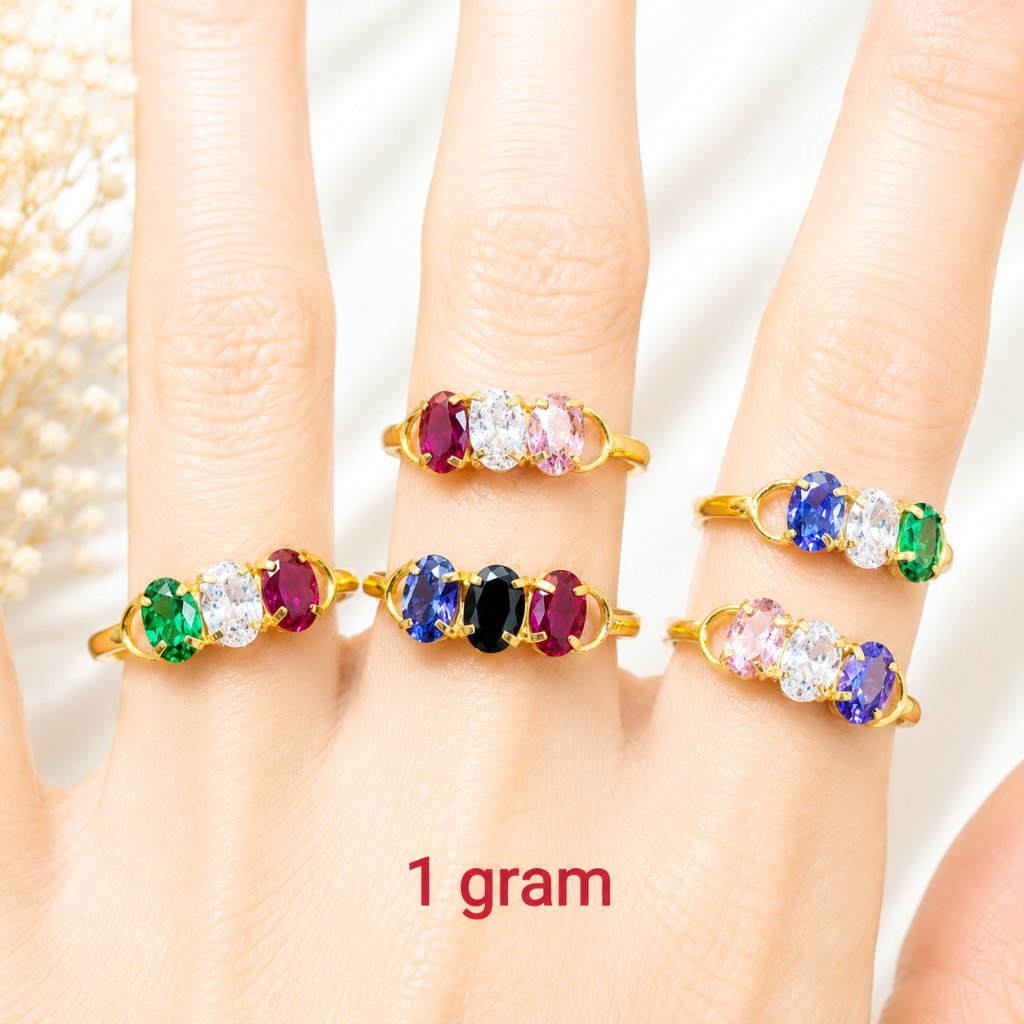 Cincin Dewasa Emas Muda Rainbow berat 1 gram