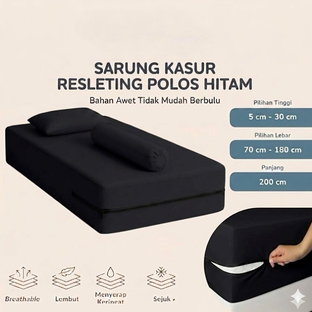 Sprei Zipper L Anti Copot Pas di Kasur, Tidur Lebih Nyaman Bahan Katun Premium ukuran 70x200 / 90x20