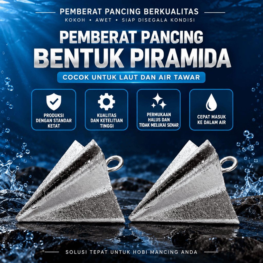 Timah Pancing Model Piramida Segitiga | Pemberat Kail Mancing Air Laut