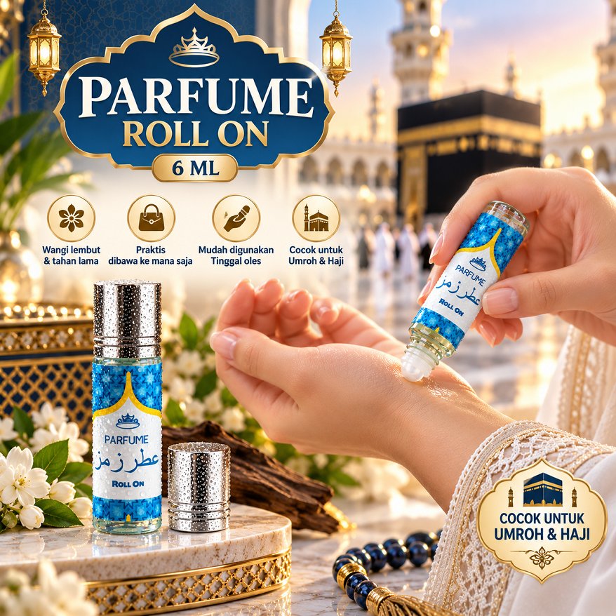 Parfume 6ml Souvenir haji dan umroh Wangi Ibadah Rindu Mekah Non Alkohol Minyak Roudoh Eksklusif
