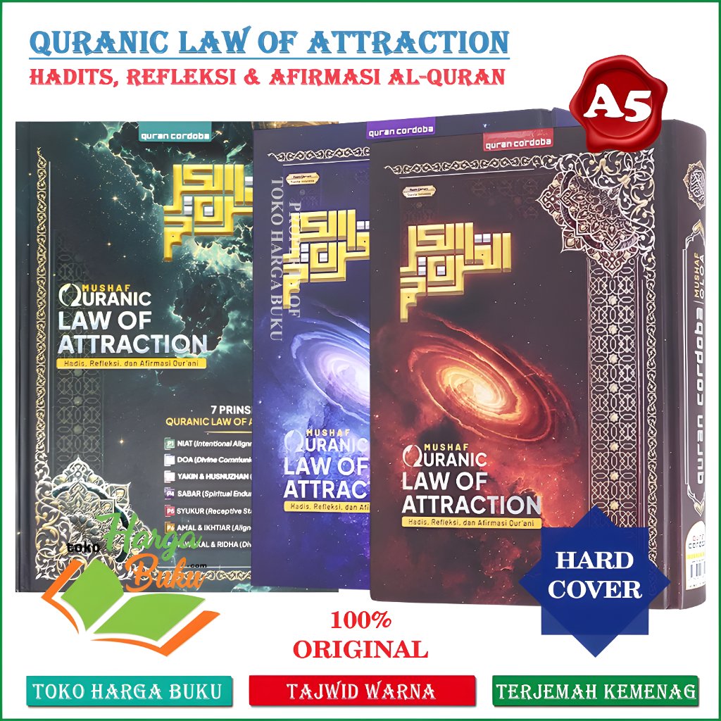 Foto Mushaf Quranic Law Of Attraction A5 HC Terjemah Tajwid Warna ORIGINAL Al-Quran QLOA Hadis Refleksi dan Afirmasi Qur'ani CORDOBA