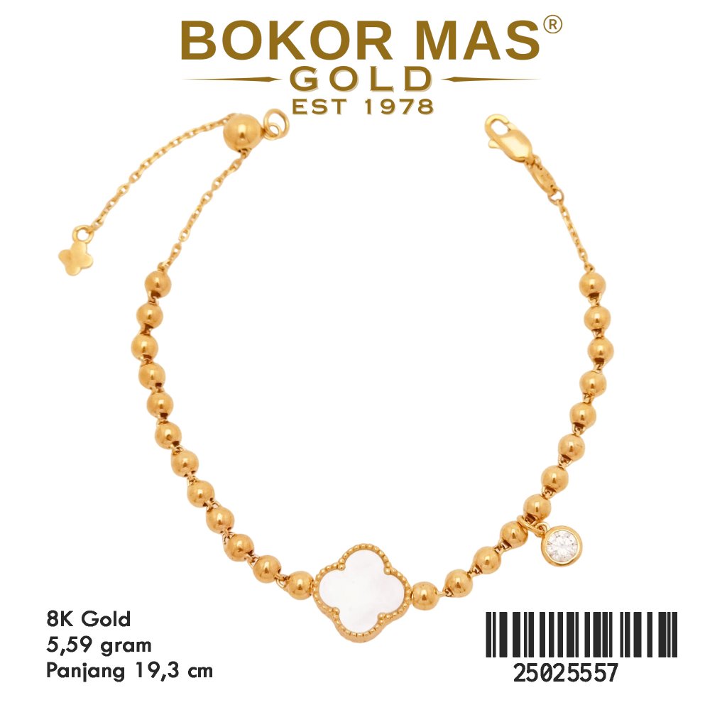 Gelang Rantai Serut Model Bunga Emas 375 8K 25025557 - BokorMas Gold