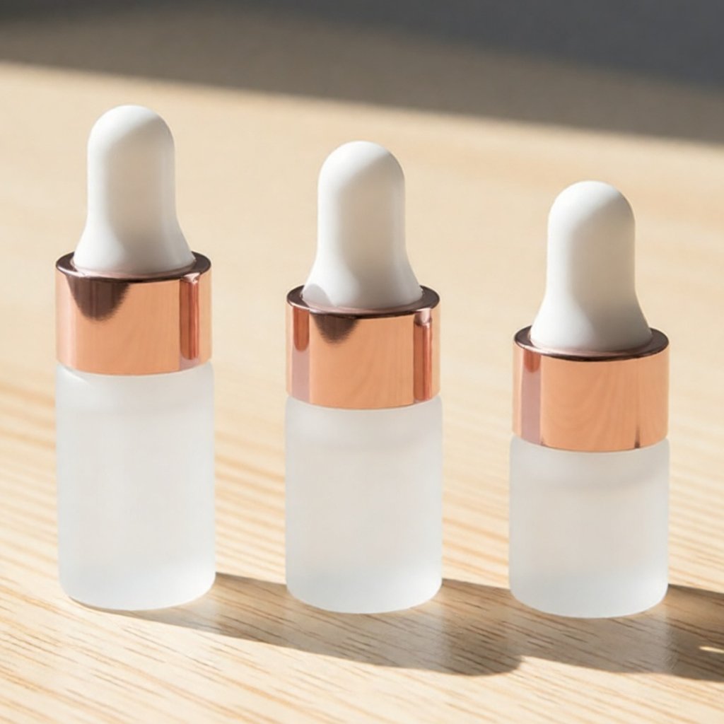 Mini Botol Pipet Kaca Frosted Gold 1ml 2ml 3ml