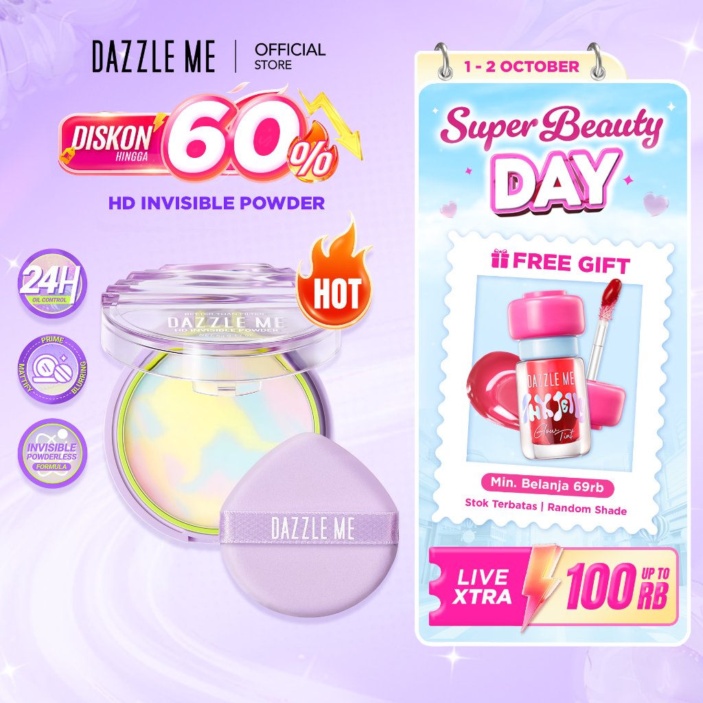 [BPOM] DAZZLE ME Better Than Filter HD Invisible Powder Loose Powder Oil Control Setting Balm Bedak Tabur Tahan Lama Bedak Padat Ringan Menahan Minyak Seharian