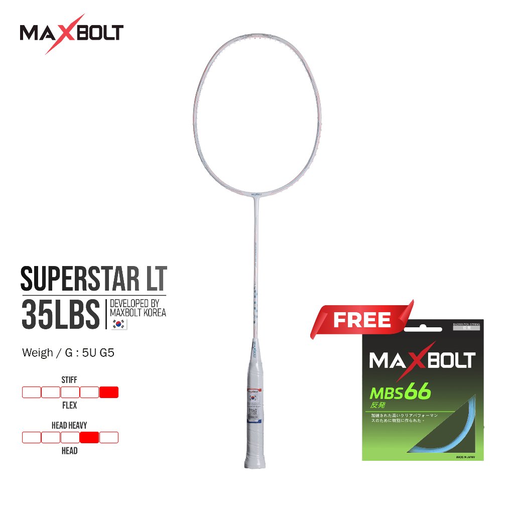 MAXBOLT Superstar LT Badminton Racket - White