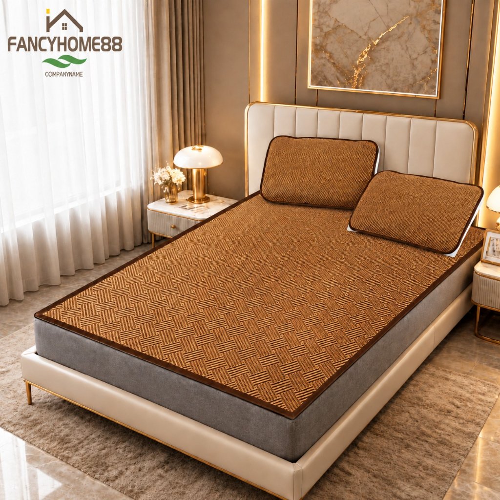 Tikar Lipat Bambu Tikar Lipat Bambu Motif Tikar Bambu Alas Kasur Pendingin Ukuran 160x200cm-X3B1