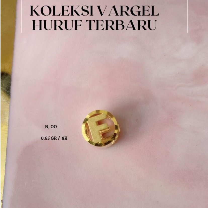 VARIASI GELANG EMAS HURUF F BULAT 8K (COMPLETE MULIA)