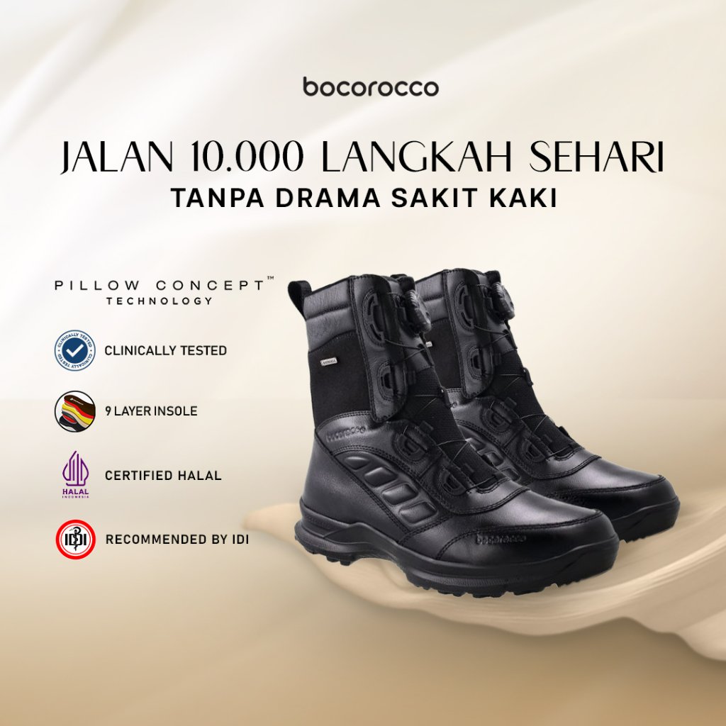 Bocorocco U. Alfonso 113 Nero - Sepatu Boots Pria Kulit Asli {Sepatu Dinas PDL TNI Original)