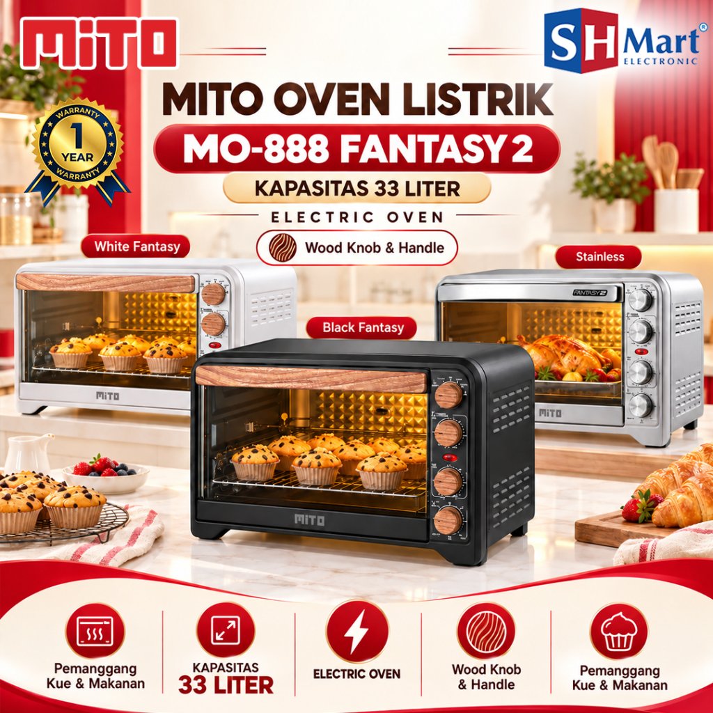 MITO OVEN LISTRIK FANTASY 2 MITO MO-888 KAPASITAS 33 LITER MO888 VERSI 2 GARANSI RESMI (MEDAN)