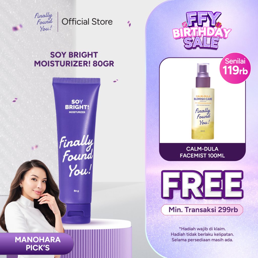 Finally Found You! BIG SIZE SOY BRIGHT! Moisturizer - 2in1 Primer Makeup dan Gel Pelembab Wajah Siang dan Malam untuk Semua Jenis Kulit