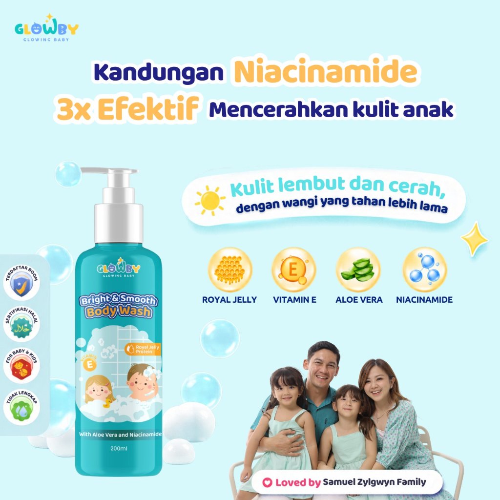 (Glowby) Bright And Smooth Kids Body Wash I Sabun mandi Anak I Kulit Cerah & halus Dengan Wangi Meny