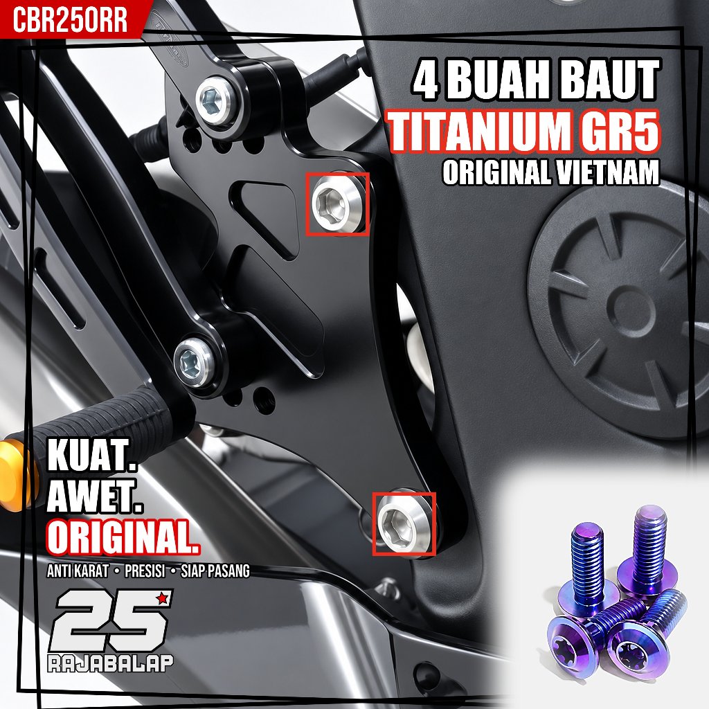4 Baut Step Depan Titanium GR5 CBR250RR CBR 250RR Honda