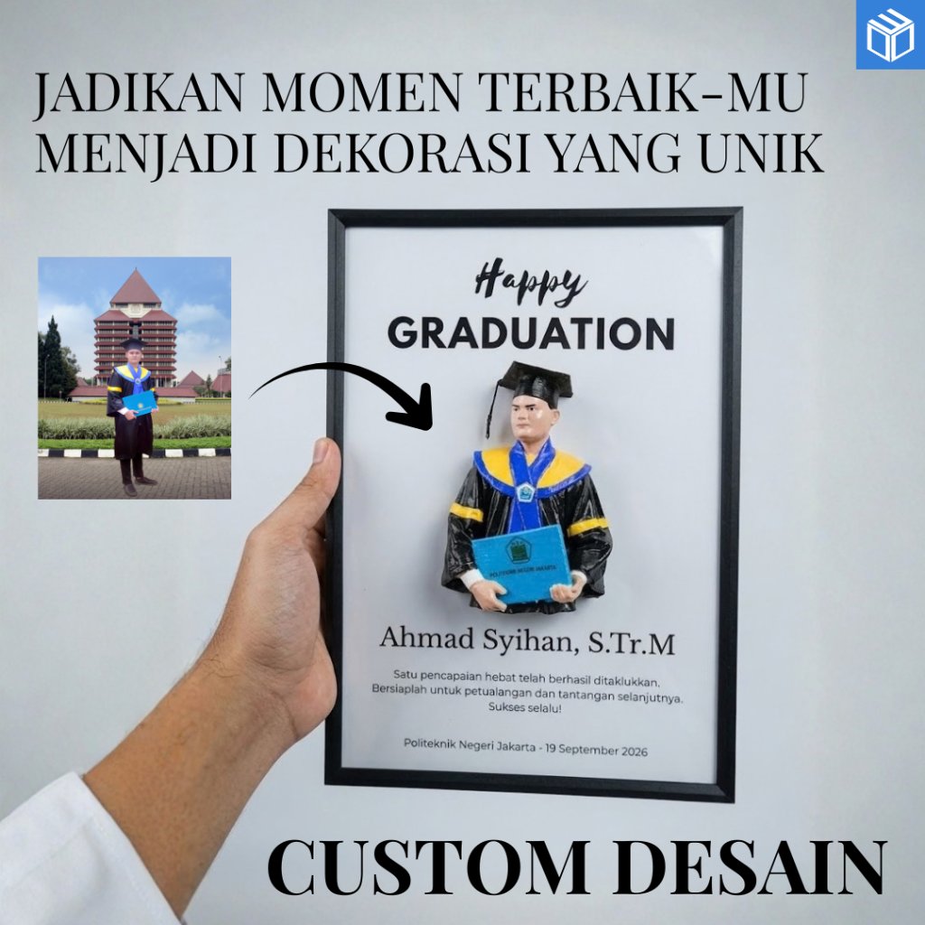 Custom 3D Poster Figure - Aesthetic 3D Frame Poster - Hadiah Wisuda Pernikahan Promosi Mutasi Kerja